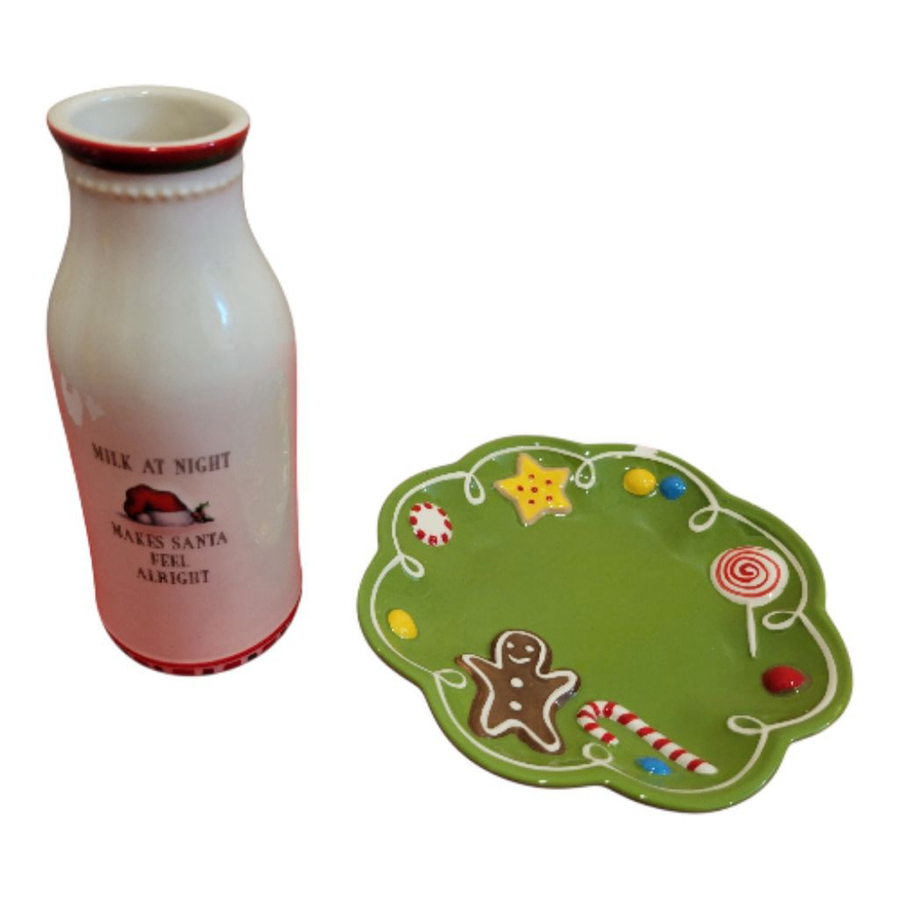 Grasslands Christmas Milk Bottle & Cookies For Santa Plate Set